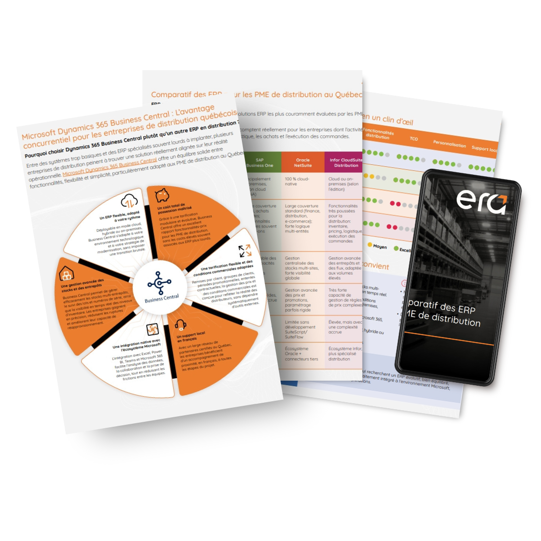 Pages du guide comparatif des ERP pour les PME de distribution au Québec