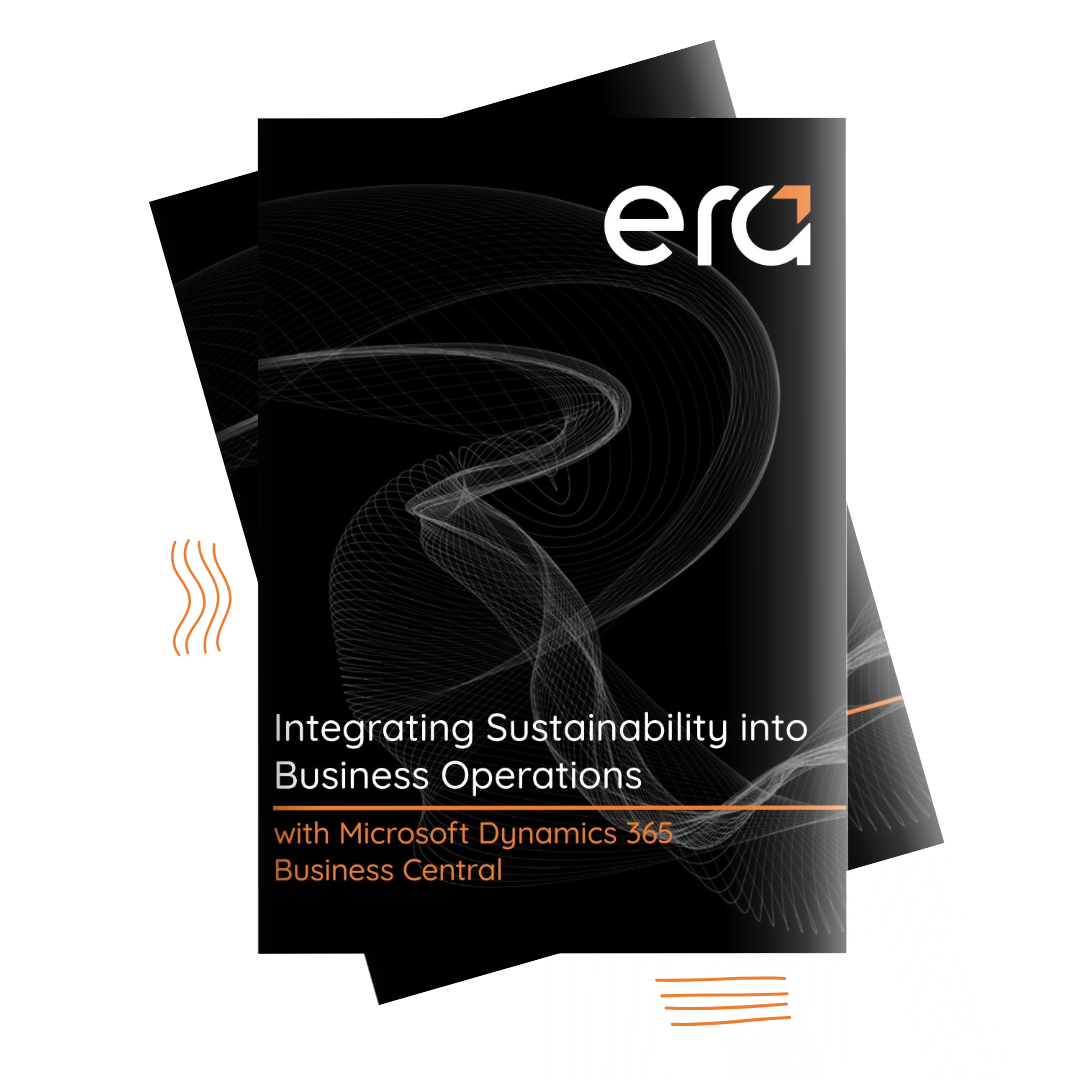 White paper cover about integrating sustainability into business operations with Microsoft Dynamics 365 Business Central